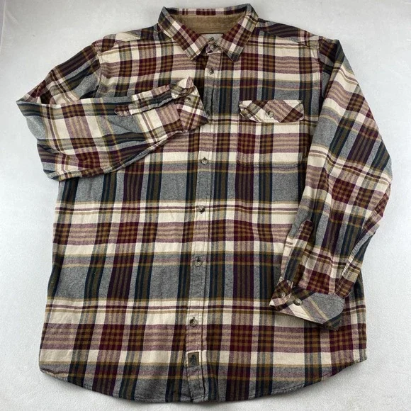 Legendary Whitetails Buck Camp Grandpa Plaid Button Up Flannel Shirt Mens 2XT - Picture 2 of 14